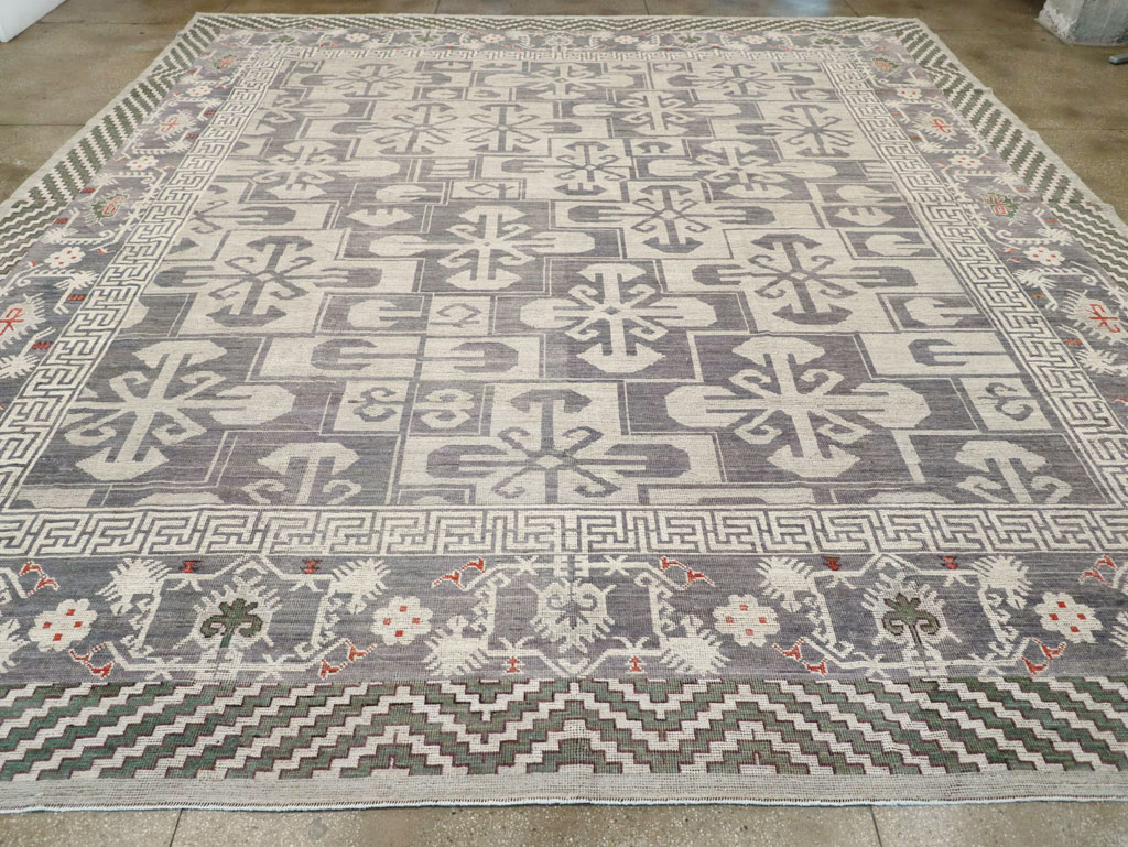 Modern East Turkestan Khotan Large Square Carpet, No.32245 - Staging