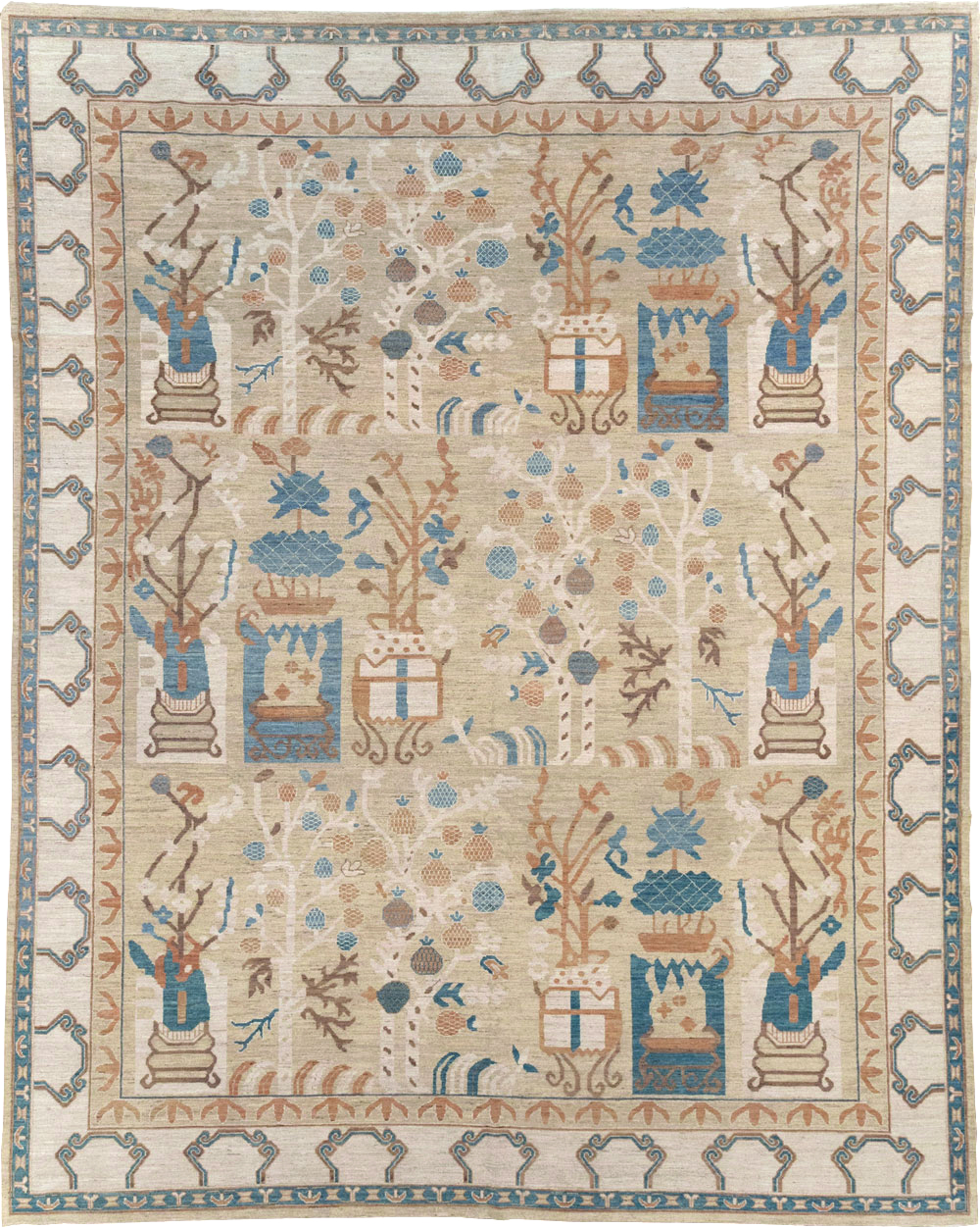 Modern East Turkestan Khotan Large Room Size Carpet, No.32247 - Staging