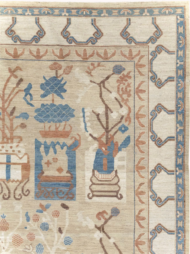 Modern East Turkestan Khotan Large Room Size Carpet, No.32247 - Staging