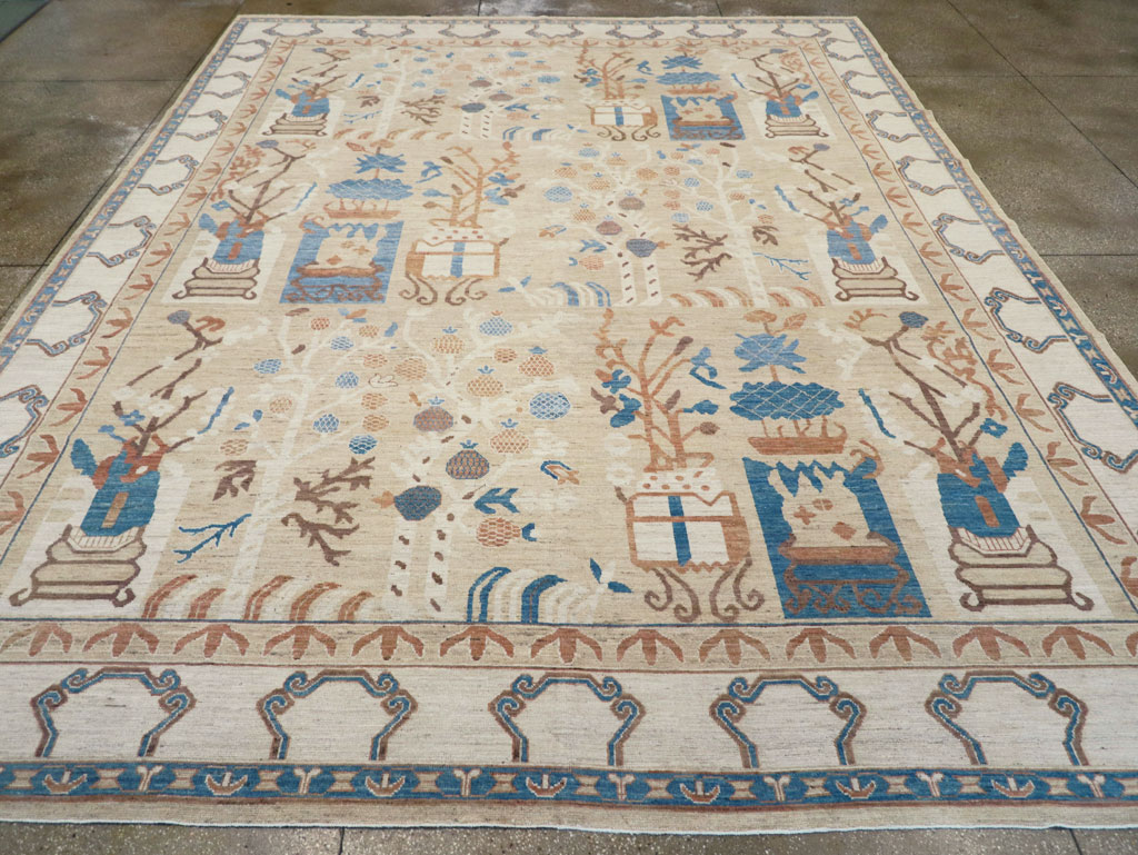 Modern East Turkestan Khotan Large Room Size Carpet, No.32247 - Staging