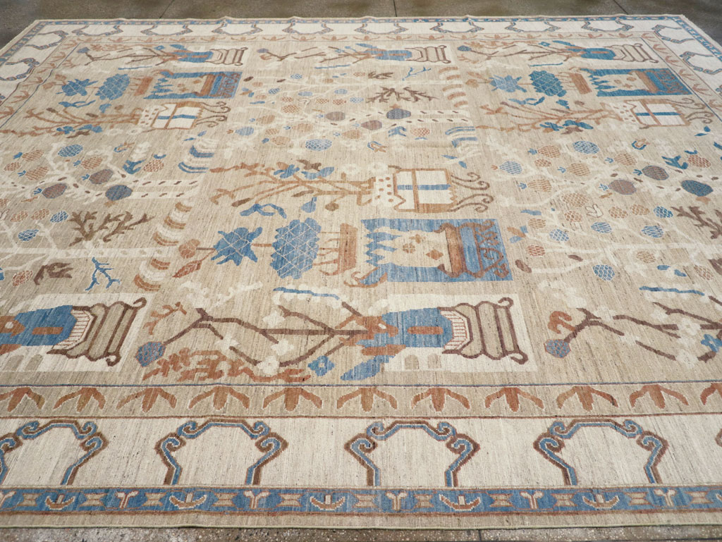 Modern East Turkestan Khotan Large Room Size Carpet, No.32247 - Staging
