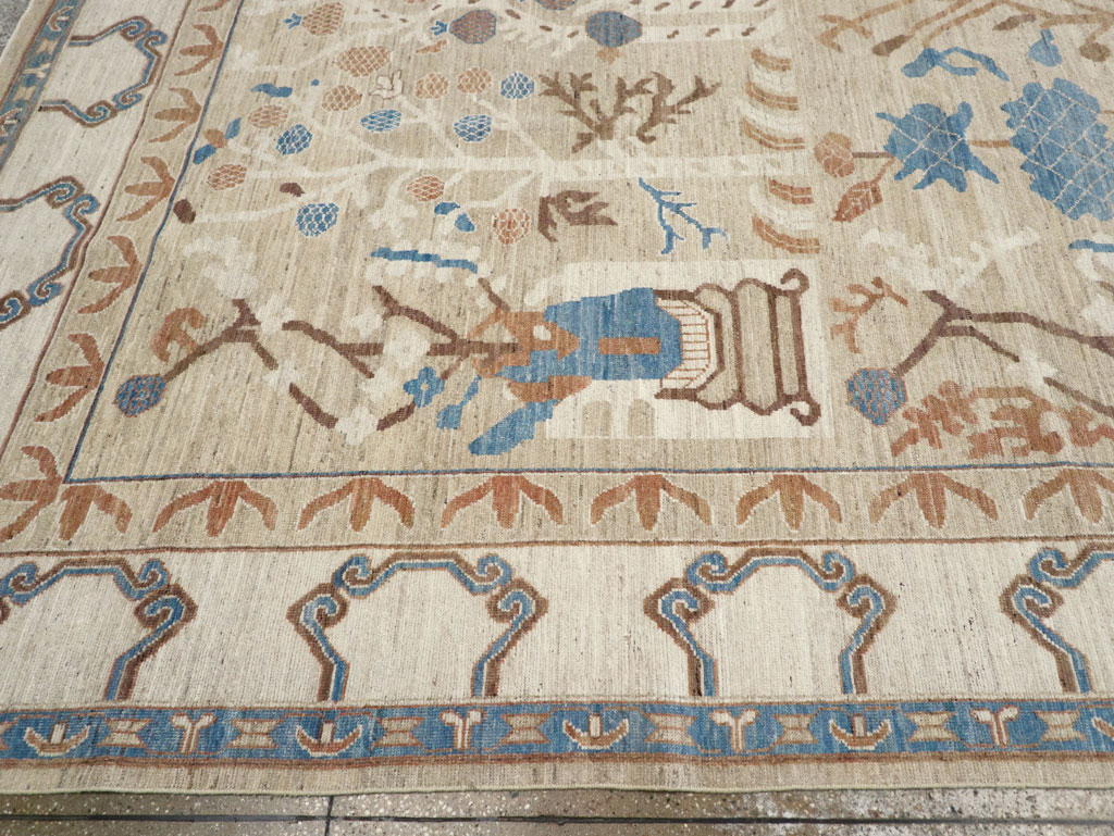 Modern East Turkestan Khotan Large Room Size Carpet, No.32247 - Staging