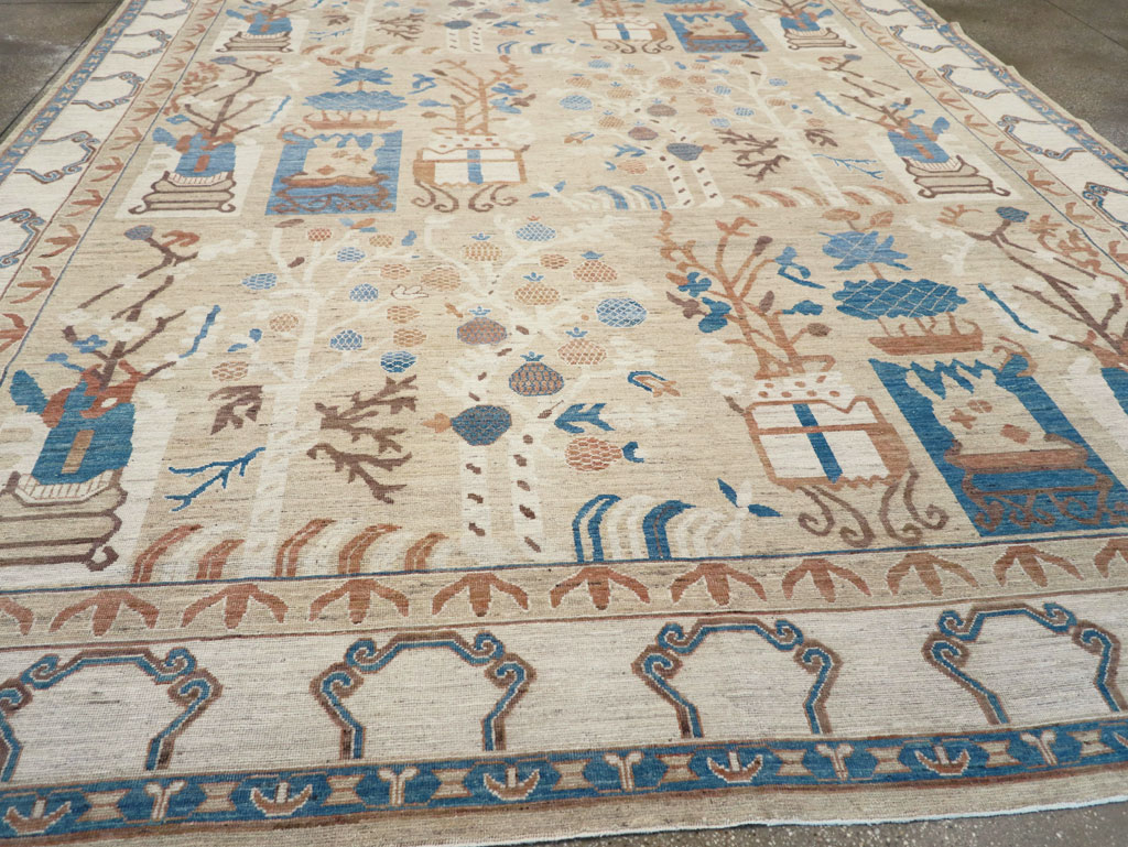 Modern East Turkestan Khotan Large Room Size Carpet, No.32247 - Staging