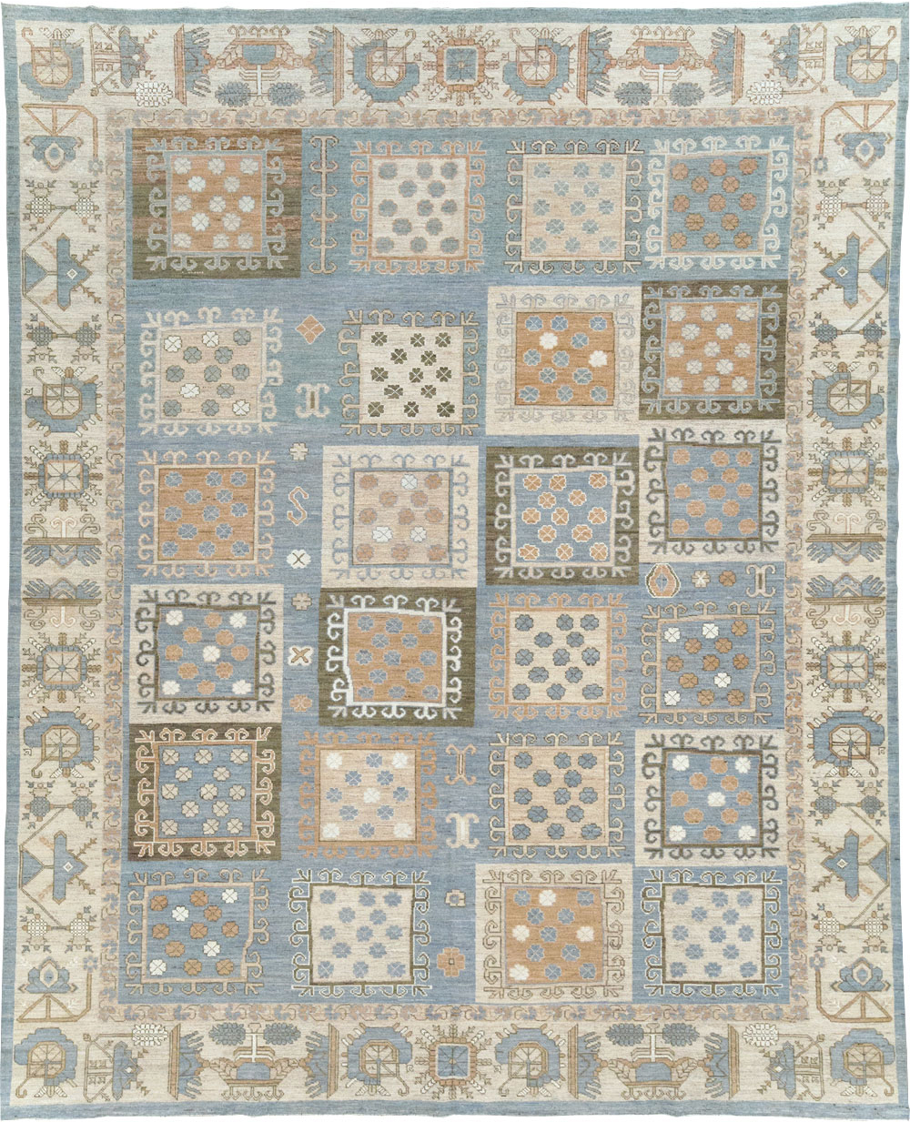 Modern East Turkestan Khotan Room Size Carpet, No.32249 - Staging