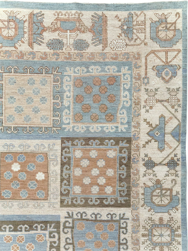 Modern East Turkestan Khotan Room Size Carpet, No.32249 - Staging