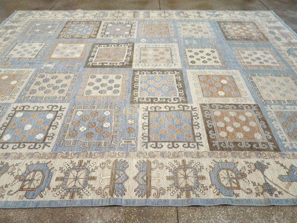 Modern East Turkestan Khotan Room Size Carpet, No.32249 - Staging