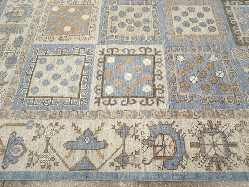 Modern East Turkestan Khotan Room Size Carpet, No.32249 - Staging