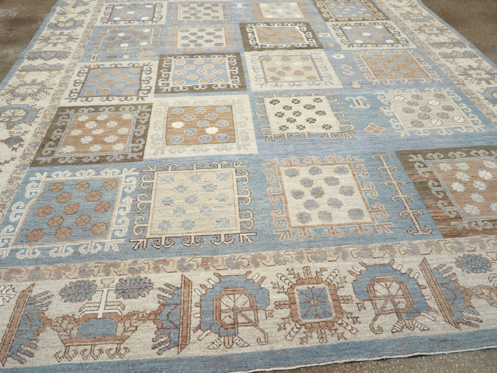 Modern East Turkestan Khotan Room Size Carpet, No.32249 - Staging
