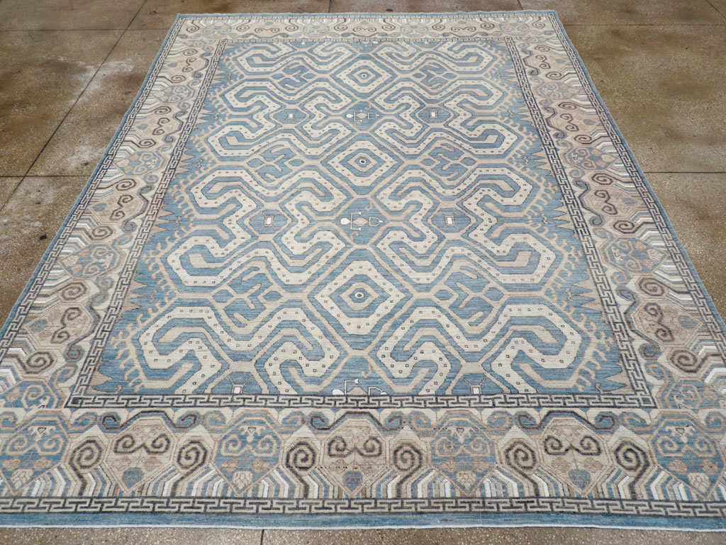 Modern East Turkestan Khotan Room Size Carpet, No.32251 - Staging