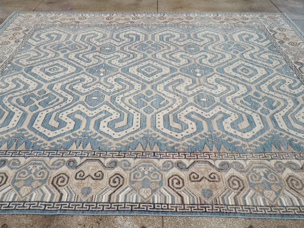 Modern East Turkestan Khotan Room Size Carpet, No.32251 - Staging