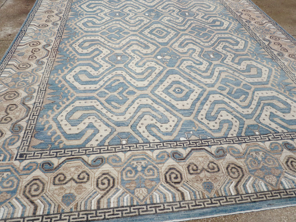 Modern East Turkestan Khotan Room Size Carpet, No.32251 - Staging