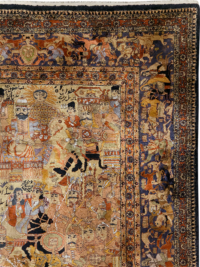 Vintage Chinese Silk Pictorial Accent Rug, No.32261 - Staging