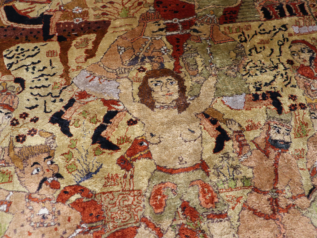 Vintage Chinese Silk Pictorial Accent Rug, No.32261 - Staging