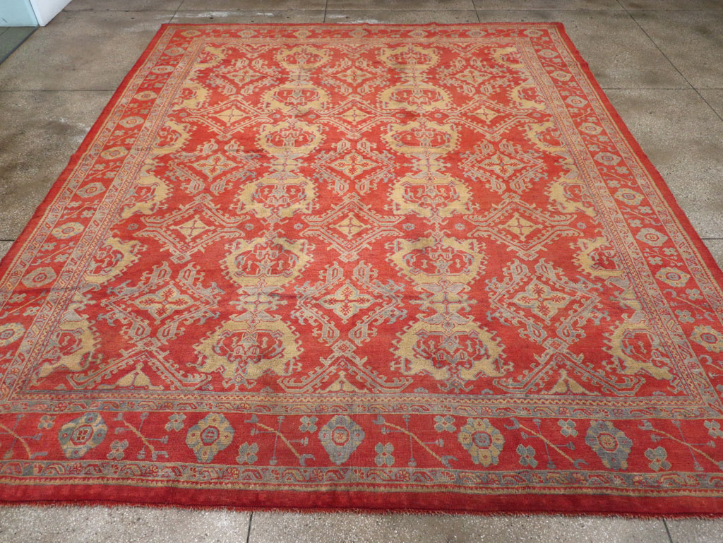 Antique Turkish Oushak Carpet, No.32262 - Staging