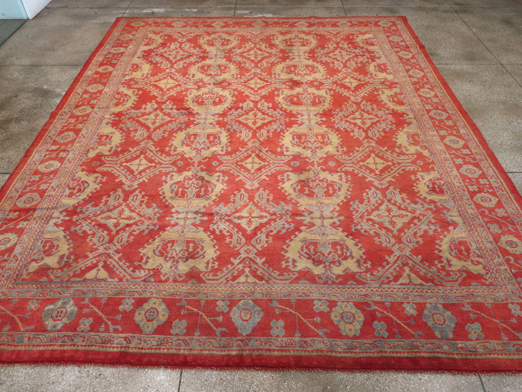 Antique Turkish Oushak Carpet, No.32262 - Staging