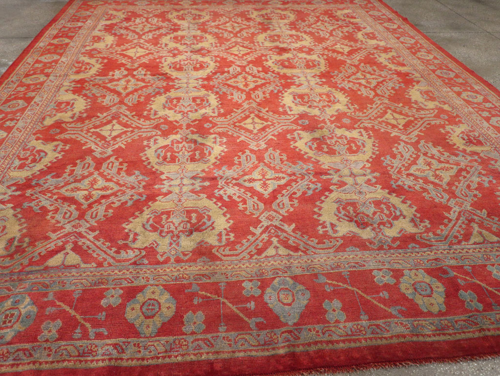 Antique Turkish Oushak Carpet, No.32262 - Staging