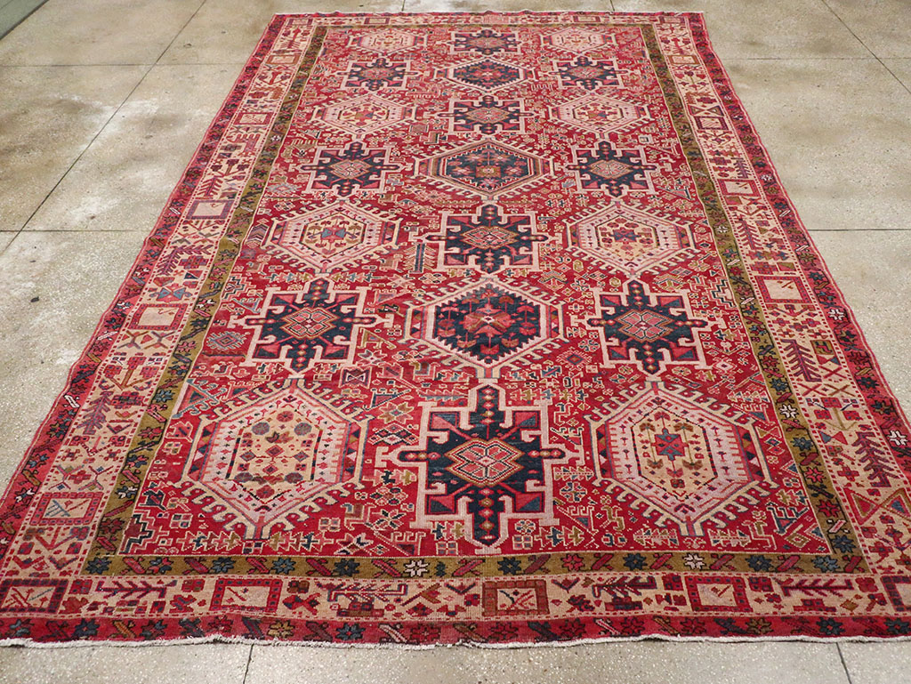 Vintage Persian Karajeh Room Size Carpet, No.32270 - Staging
