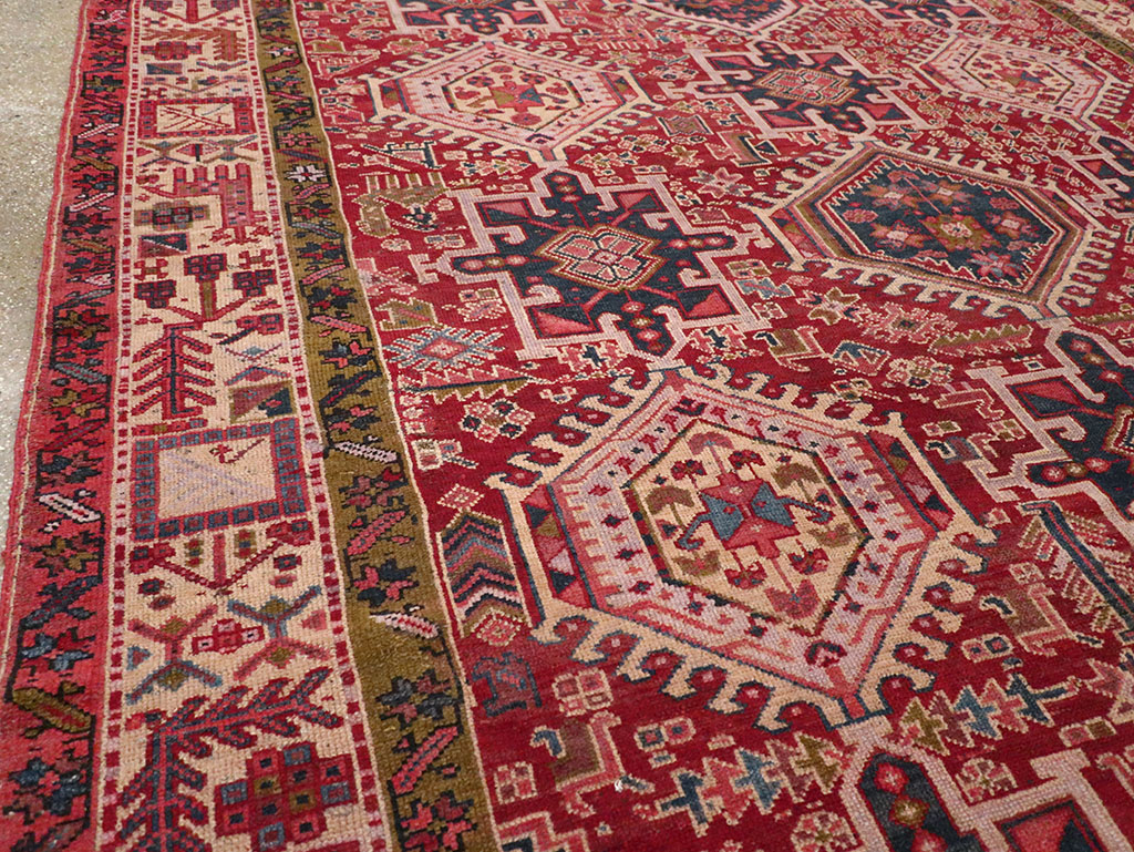 Vintage Persian Karajeh Room Size Carpet, No.32270 - Staging