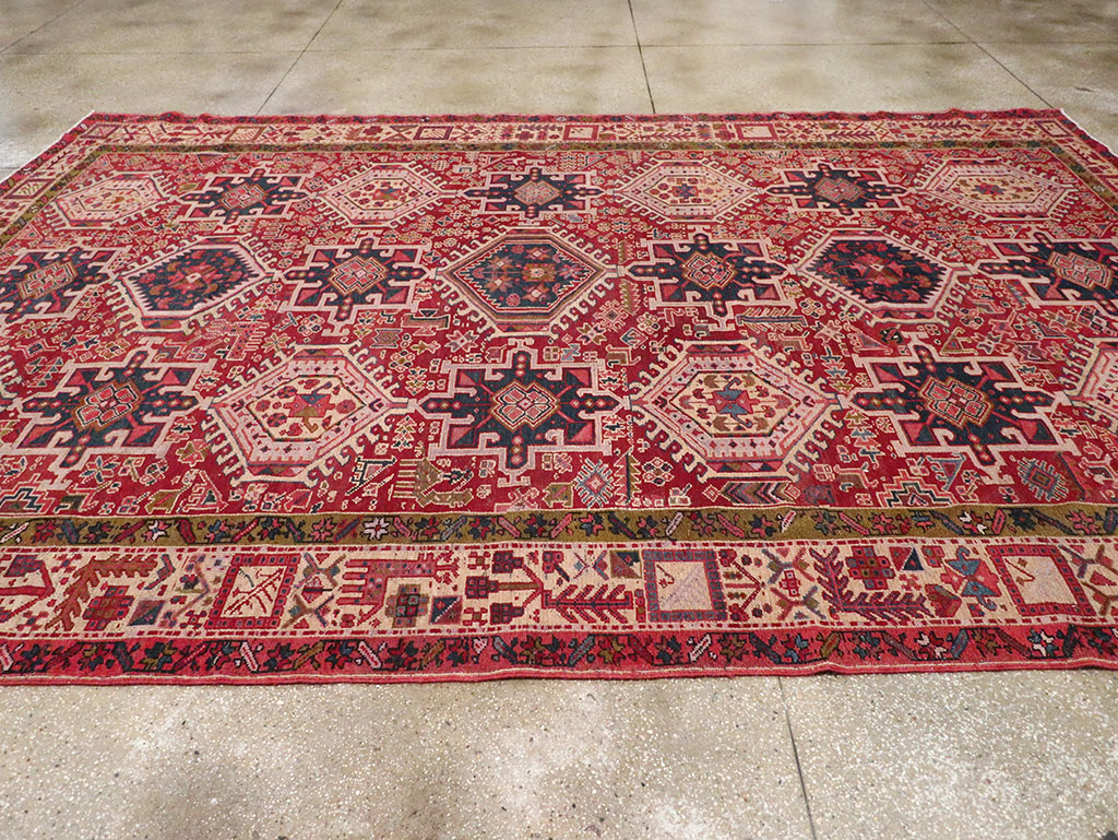 Vintage Persian Karajeh Room Size Carpet, No.32270 - Staging