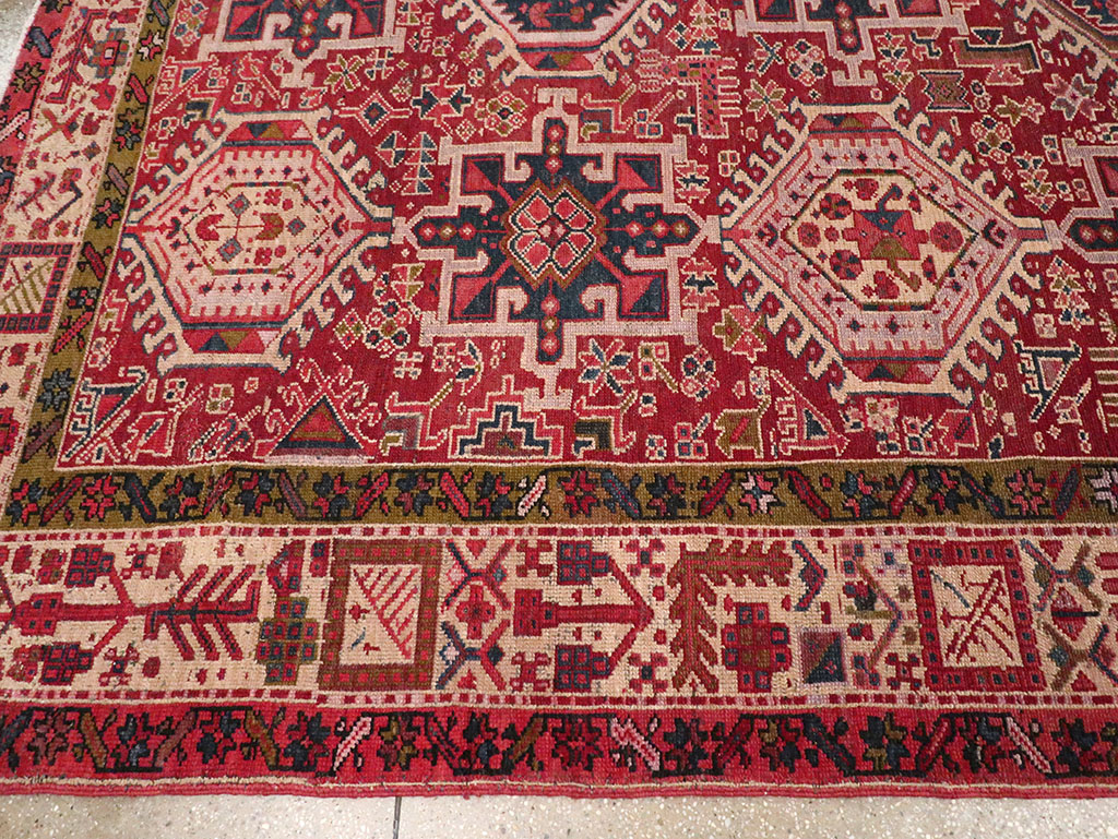 Vintage Persian Karajeh Room Size Carpet, No.32270 - Staging