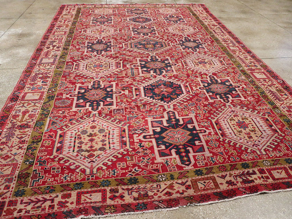 Vintage Persian Karajeh Room Size Carpet, No.32270 - Staging
