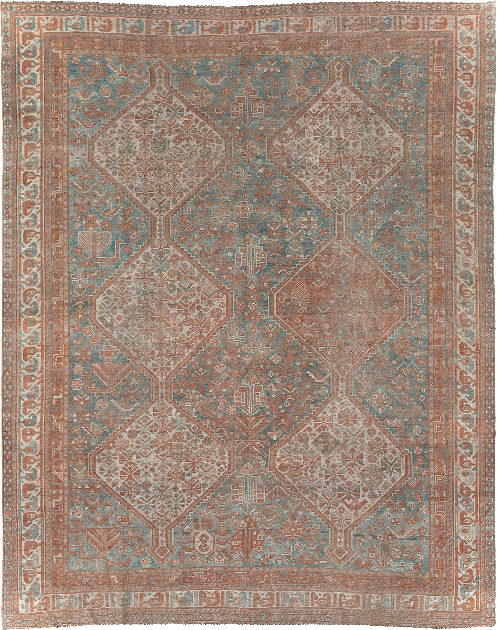 Antique Persian Shiraz Accent Carpet, No.32278 - Staging