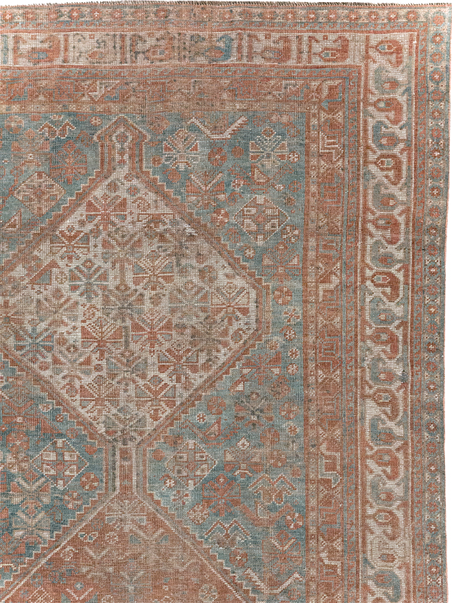 Antique Persian Shiraz Accent Carpet, No.32278 - Staging