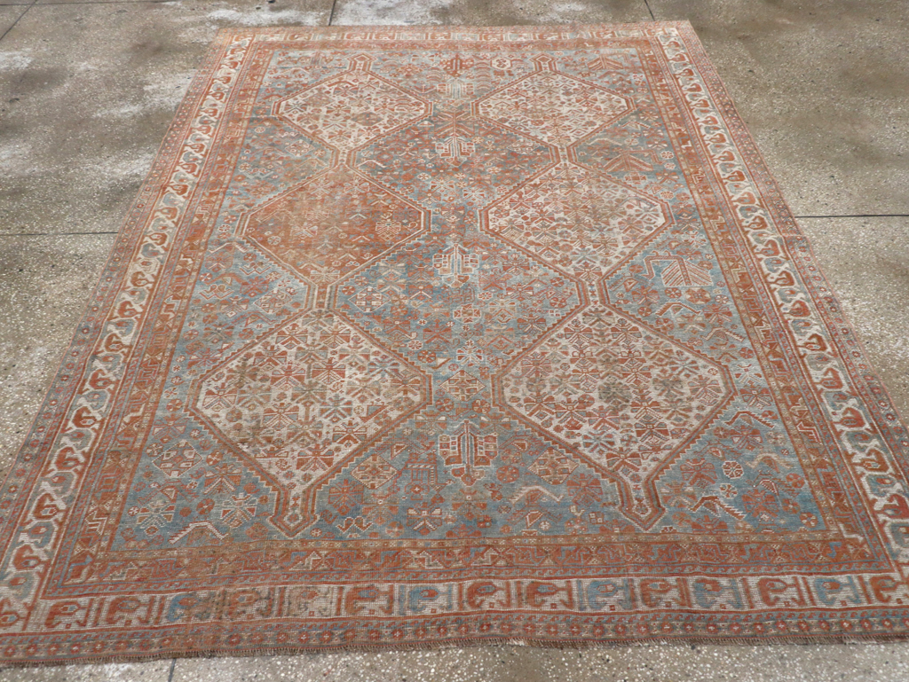 Antique Persian Shiraz Accent Carpet, No.32278 - Staging