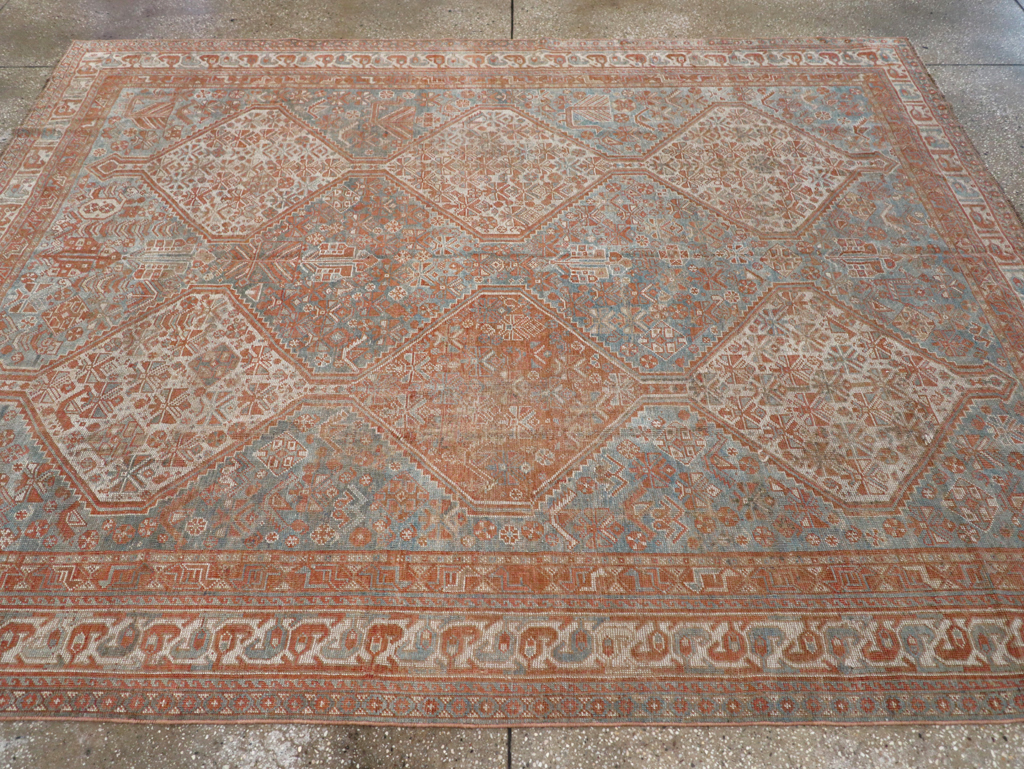 Antique Persian Shiraz Accent Carpet, No.32278 - Staging