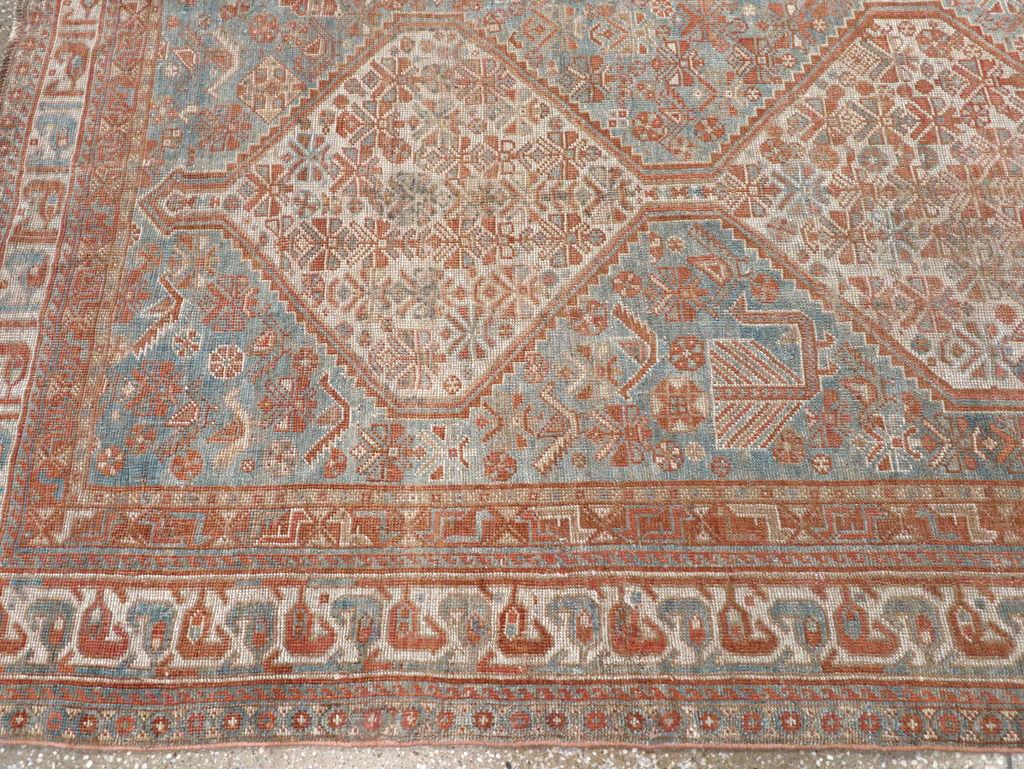 Antique Persian Shiraz Accent Carpet, No.32278 - Staging