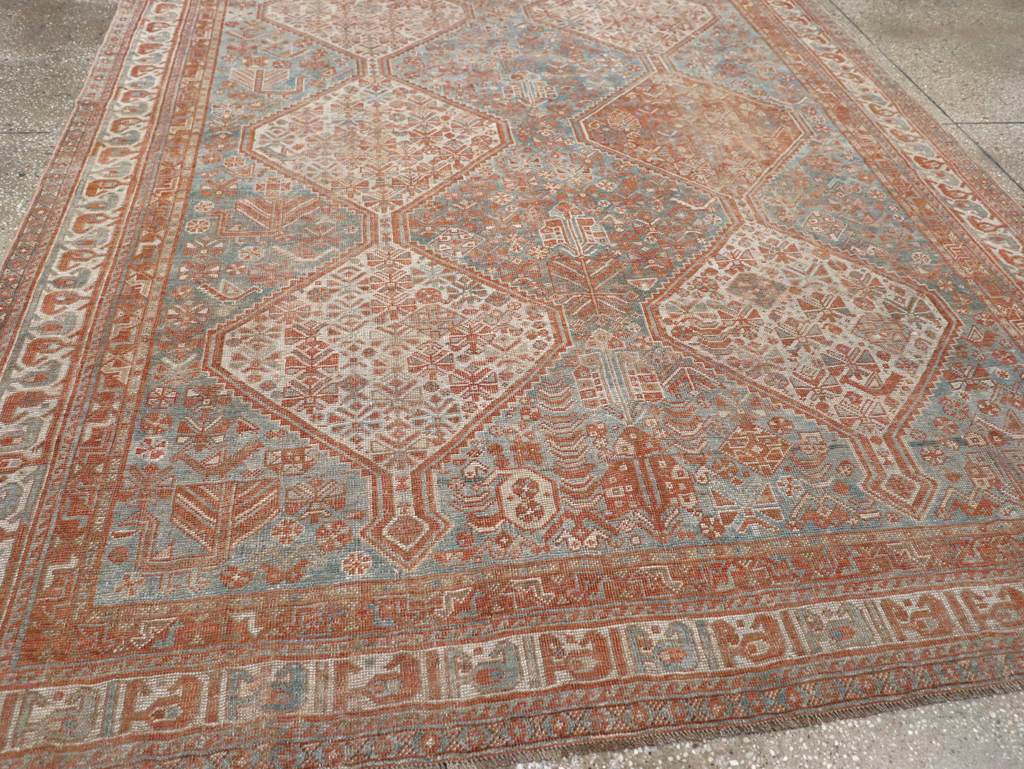 Antique Persian Shiraz Accent Carpet, No.32278 - Staging
