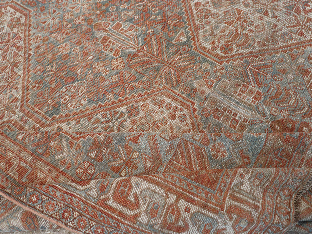 Antique Persian Shiraz Accent Carpet, No.32278 - Staging