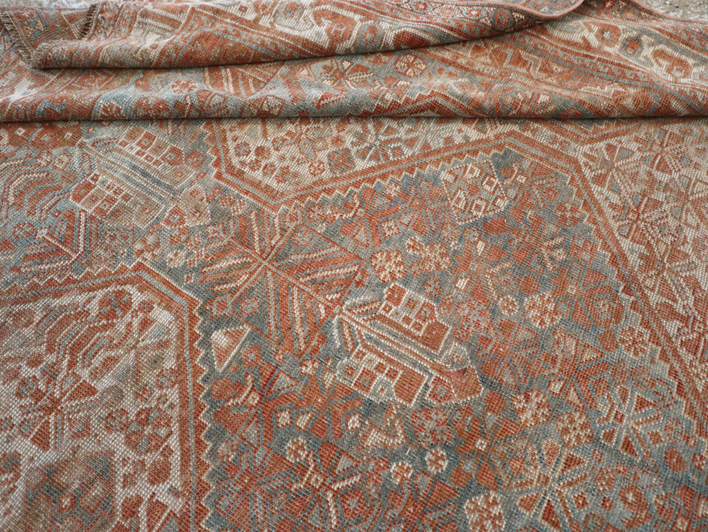 Antique Persian Shiraz Accent Carpet, No.32278 - Staging