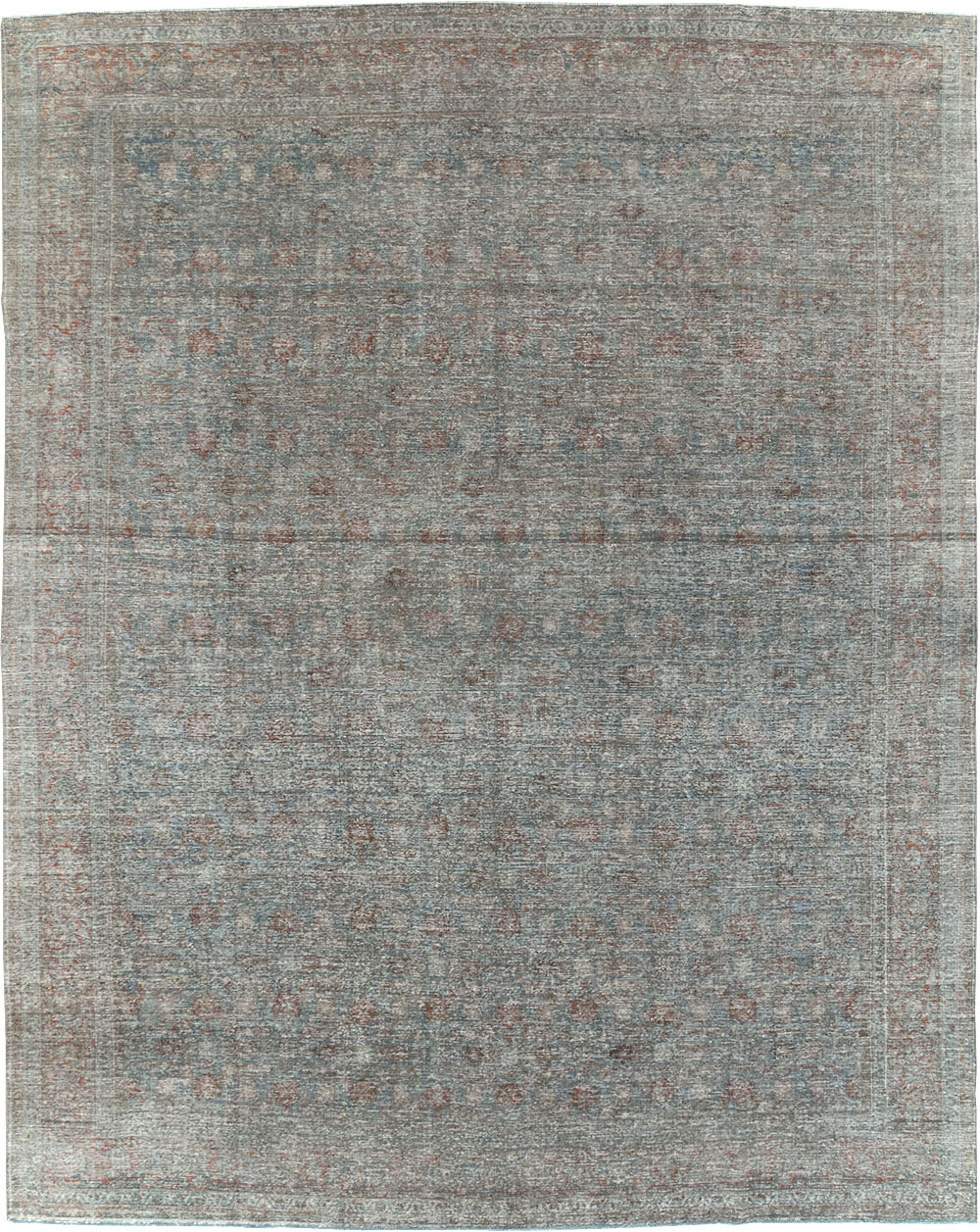 Distressed Vintage Persian Tabriz Room Size Carpet, No.32279 - Staging