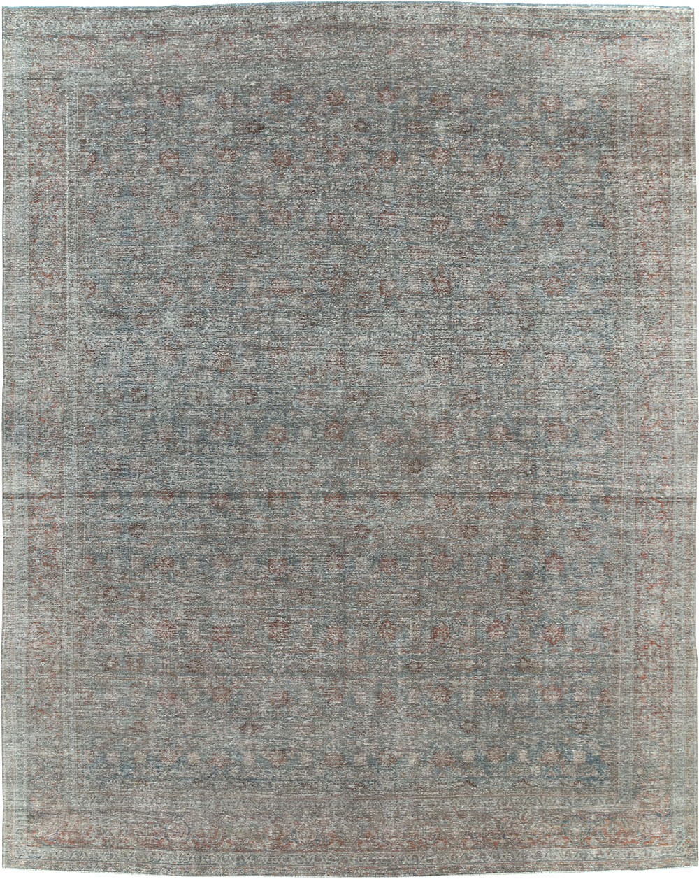 Distressed Vintage Persian Tabriz Room Size Carpet, No.32279 - Staging