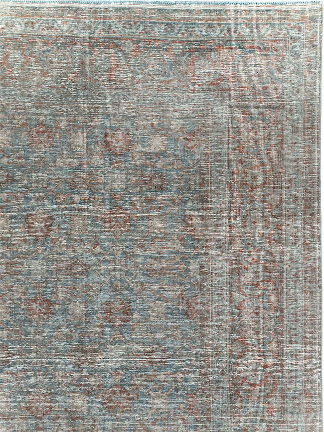 Distressed Vintage Persian Tabriz Room Size Carpet, No.32279 - Staging