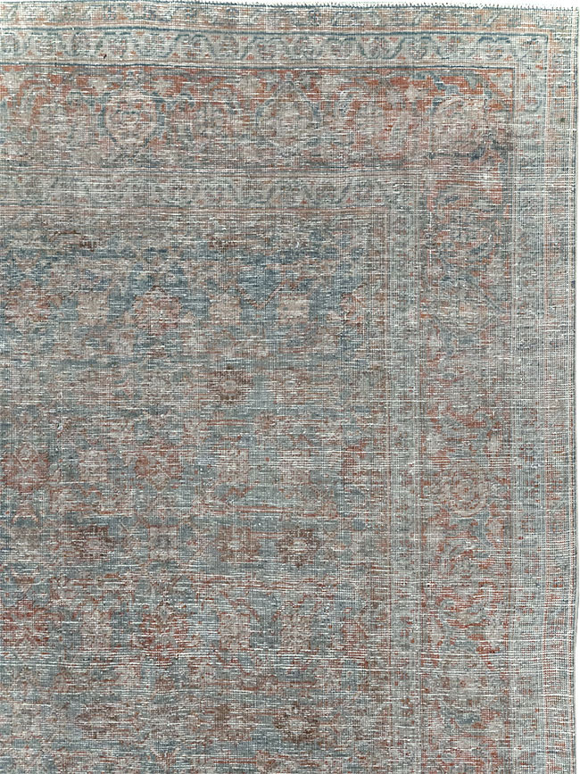 Distressed Vintage Persian Tabriz Room Size Carpet, No.32279 - Staging