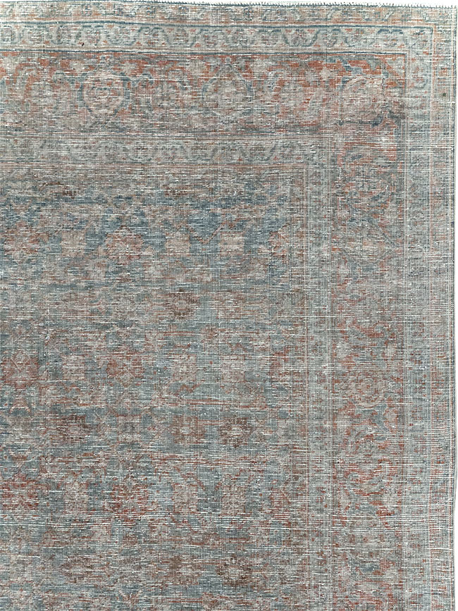 Distressed Vintage Persian Tabriz Room Size Carpet, No.32279 - Staging