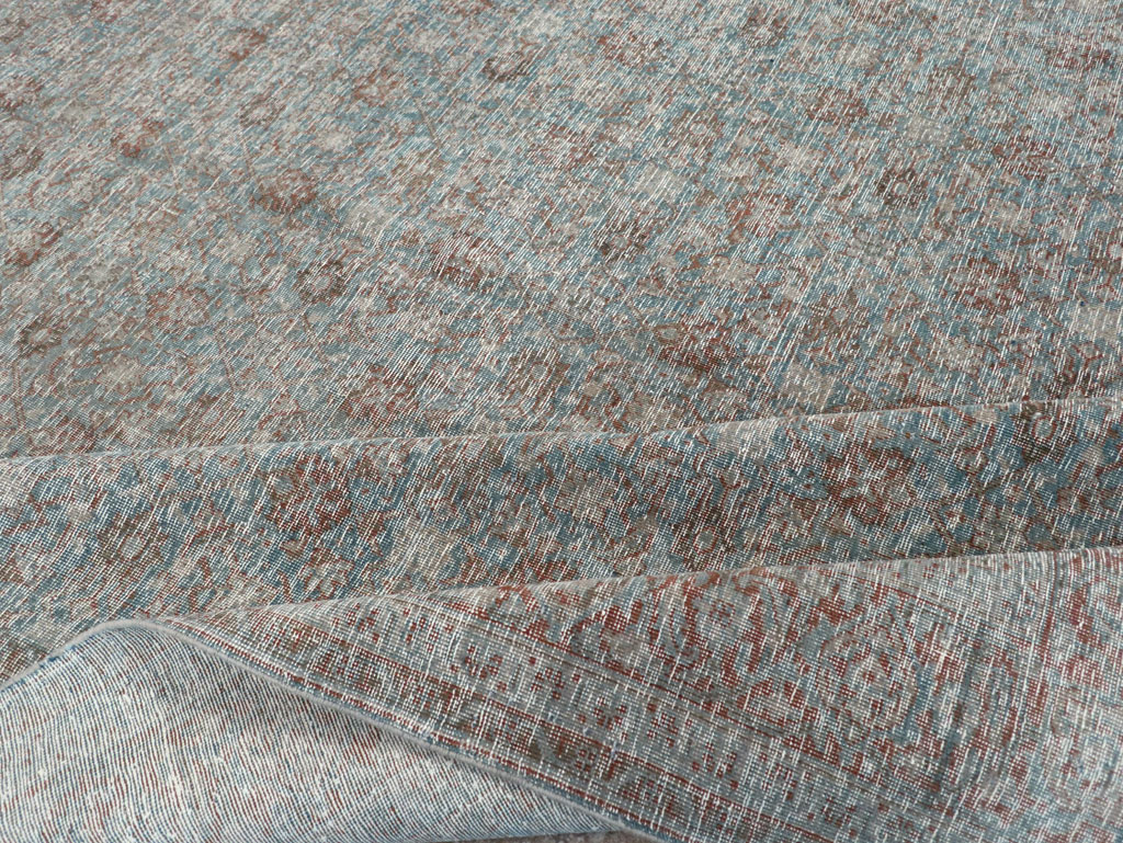 Distressed Vintage Persian Tabriz Room Size Carpet, No.32279 - Staging