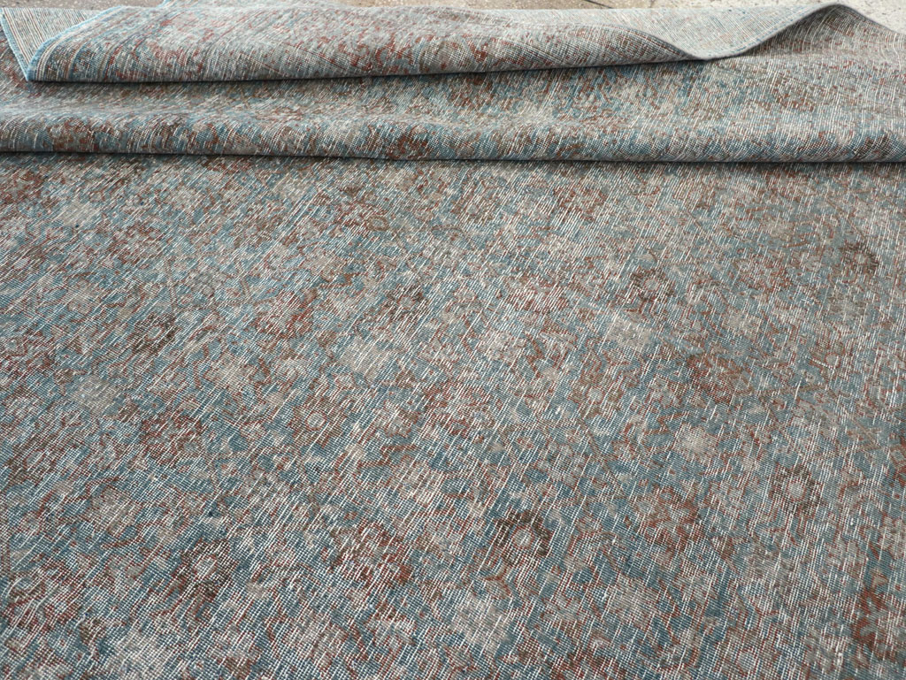 Distressed Vintage Persian Tabriz Room Size Carpet, No.32279 - Staging