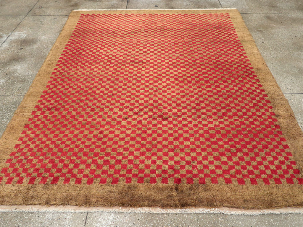 Vintage Turkish Art Deco Style Anatolian Small Room Size Carpet, No.32291 - Staging