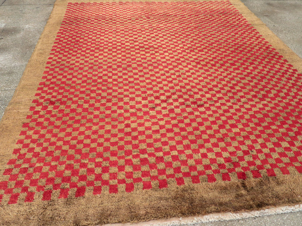 Vintage Turkish Art Deco Style Anatolian Small Room Size Carpet, No.32291 - Staging