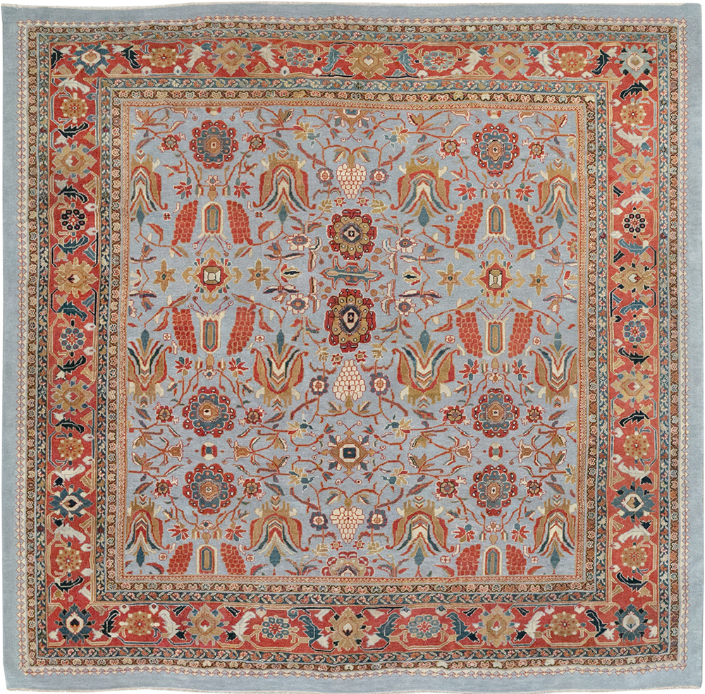 Antique Persian Mahal Square Large Room Size Carpet, No.32293 - Staging