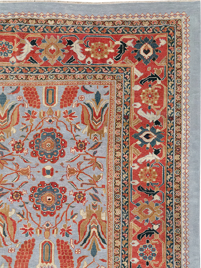 Antique Persian Mahal Square Large Room Size Carpet, No.32293 - Staging