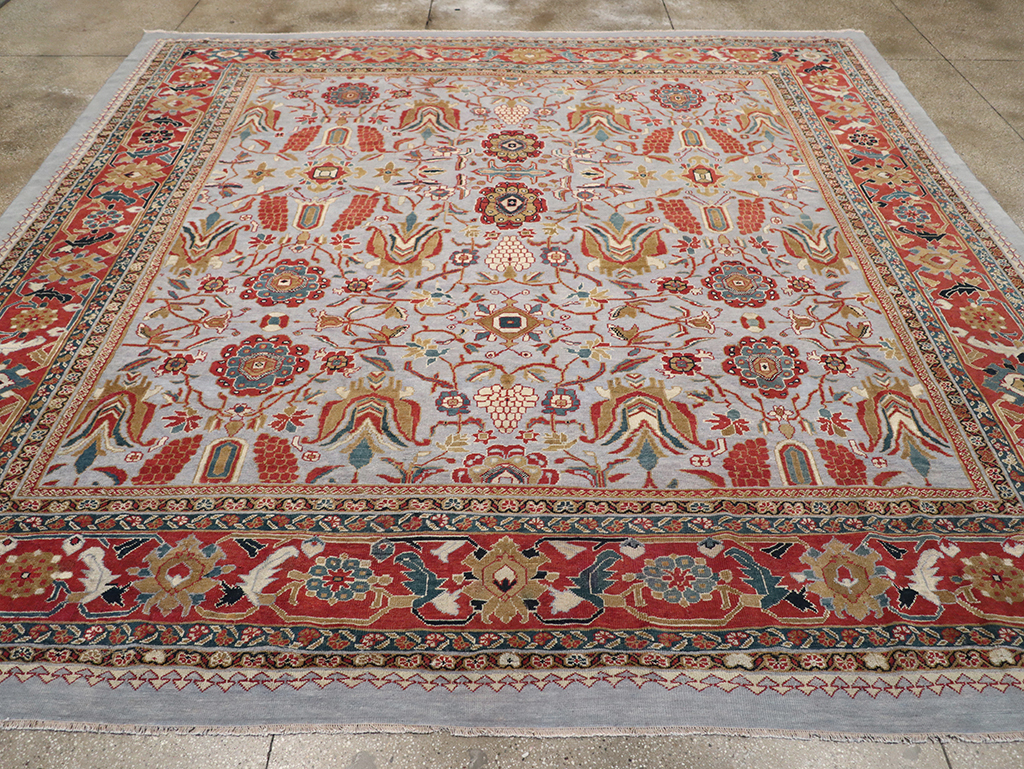 Antique Persian Mahal Square Large Room Size Carpet, No.32293 - Staging