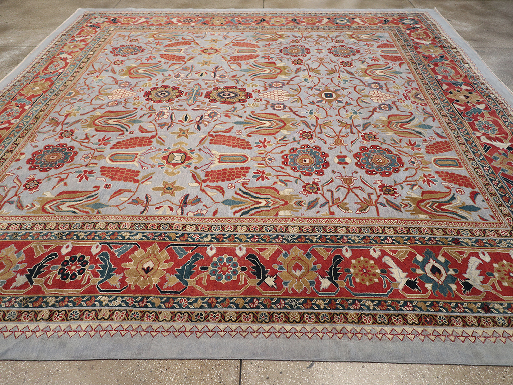 Antique Persian Mahal Square Large Room Size Carpet, No.32293 - Staging