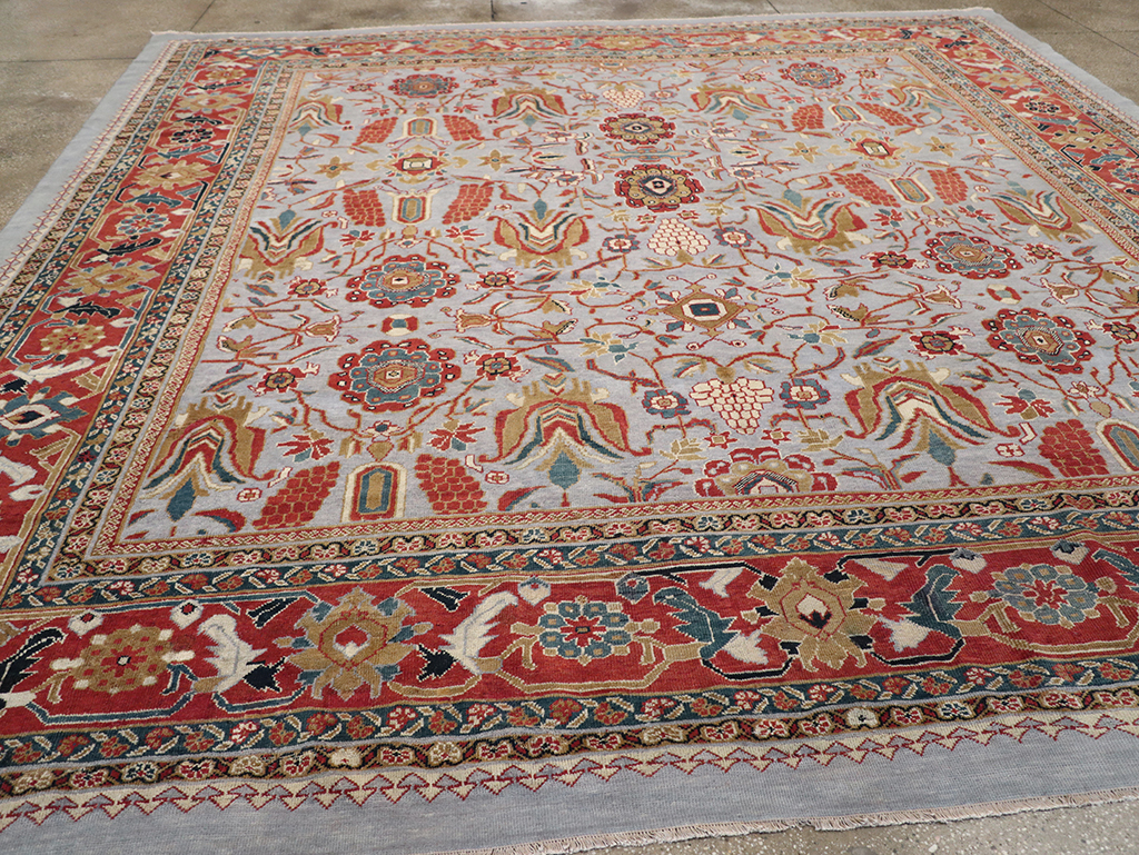 Antique Persian Mahal Square Large Room Size Carpet, No.32293 - Staging