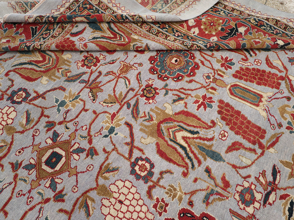 Antique Persian Mahal Square Large Room Size Carpet, No.32293 - Staging