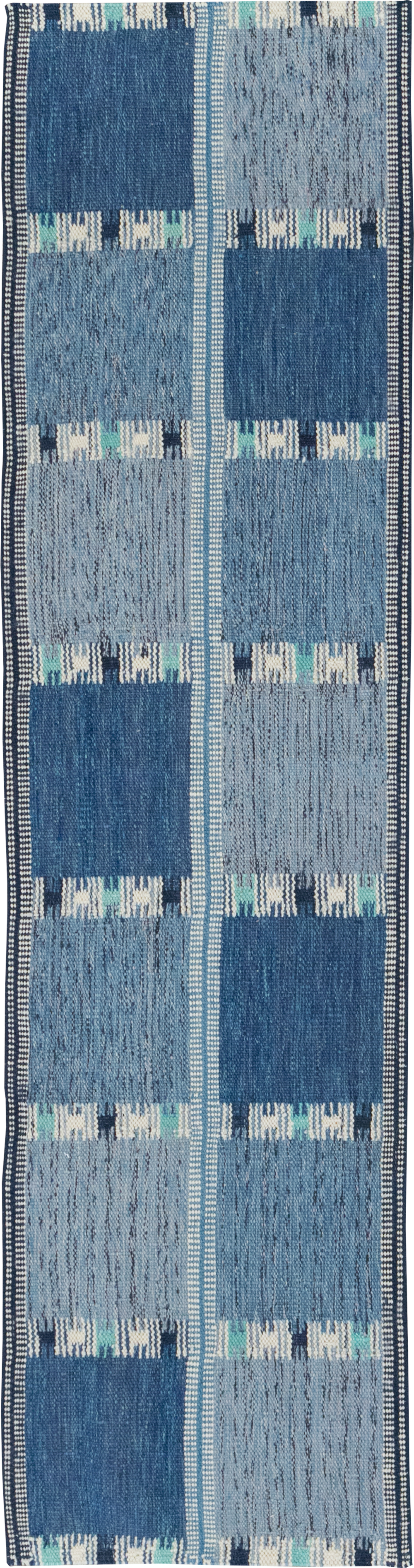 Swedish Inspired Contemporary Turkish Flatweave Runner, No.32309 - Staging