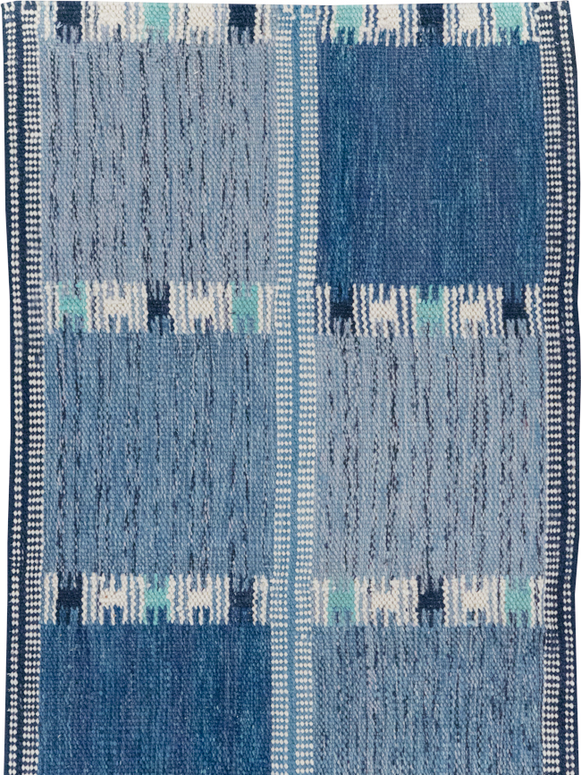 Swedish Inspired Contemporary Turkish Flatweave Runner, No.32309 - Staging